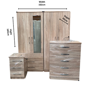 Harmony 4 Door Wardrobe Set with Chest & Bedside Storage