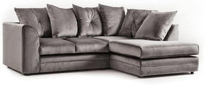 The Dylan Range of plush velvet sofas is renowned for its luxurious feel and stylish design (Grey, Left Hand Corner Sofa)