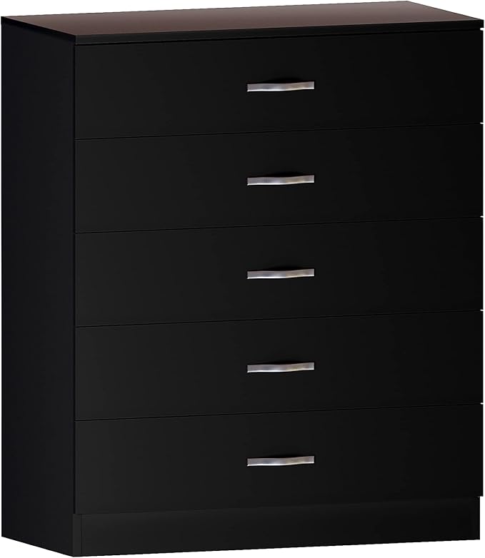 Black 2 Door Wardrobe Set with 5 Drawer Chest and 3 Drawer Bedside