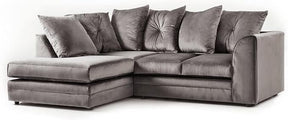 The Dylan Range of plush velvet sofas is renowned for its luxurious feel and stylish design (Grey, Left Hand Corner Sofa)