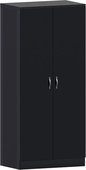 Black 2 Door Wardrobe Set with 5 Drawer Chest and 3 Drawer Bedside