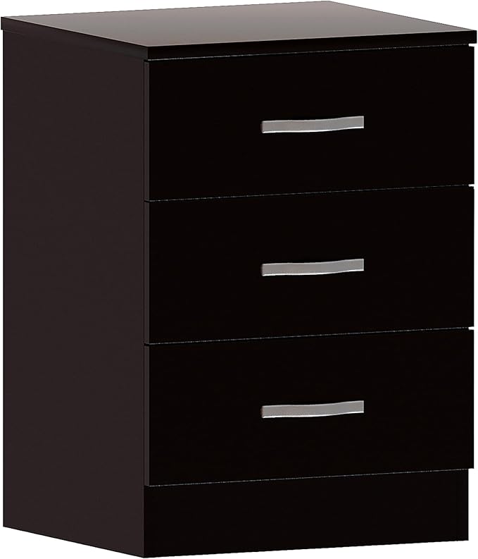 Black 2 Door Wardrobe Set with 5 Drawer Chest and 3 Drawer Bedside