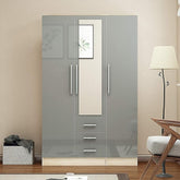 White & Oak Harmony 3 Door Wardrobe with Center Drawers