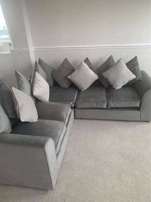 5 seater Dylan Range of plush velvet sofas is renowned for its luxurious feel and stylish design (White, Left Hand Corner Sofa)