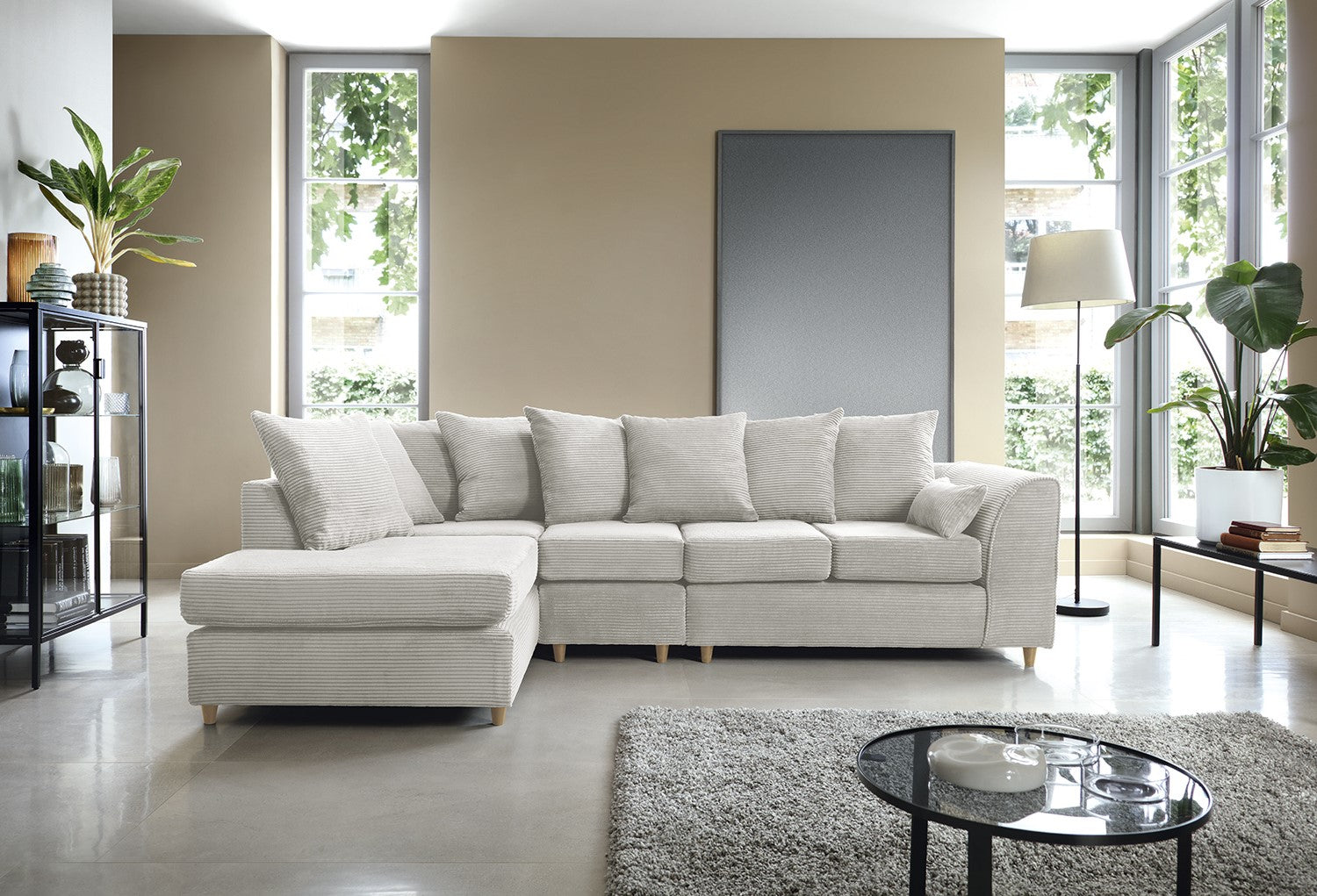 The Dylan Range of plush velvet sofas is renowned for its luxurious feel and stylish design (White, Left Hand Corner Sofa)