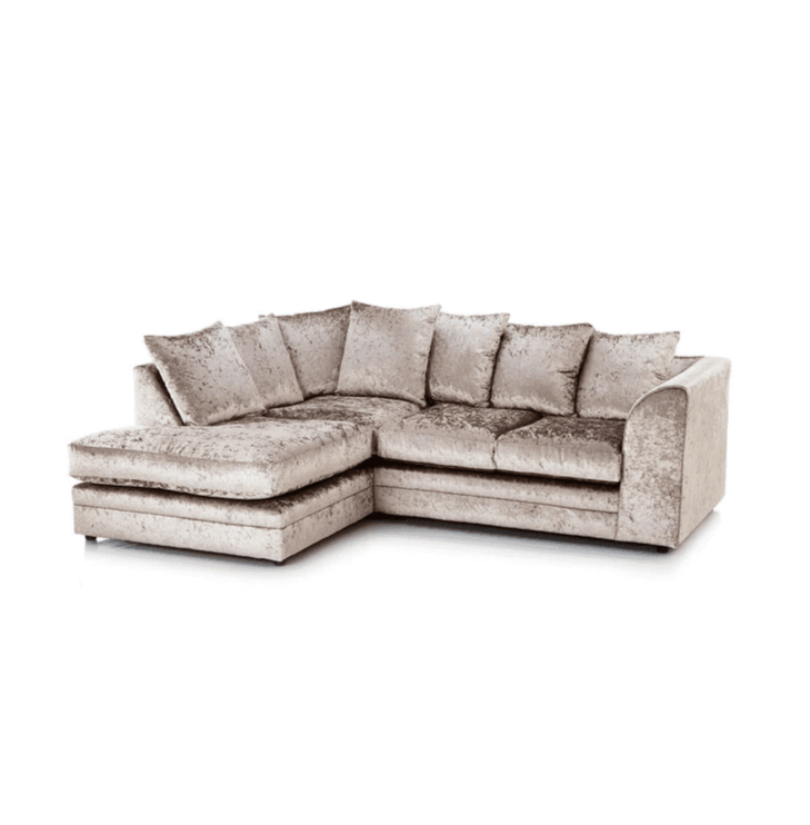 Dylan Luxe Crushed Velvet Sofa – Left and Right Hand, Mink