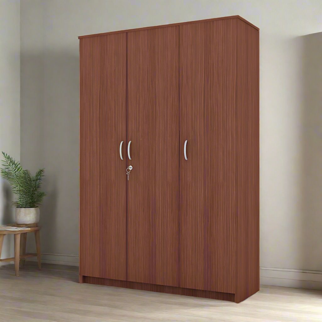 Rustic Oak Solid Wood 3 Door Wardrobe