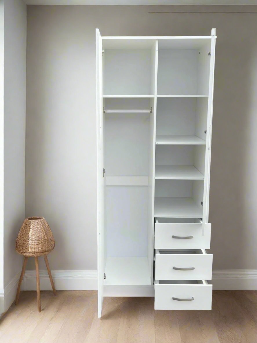 White Harmony 2 Door Wardrobe with Combi Divider