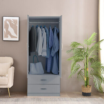 Graystone 2 Door Wardrobe with Bottom Storage