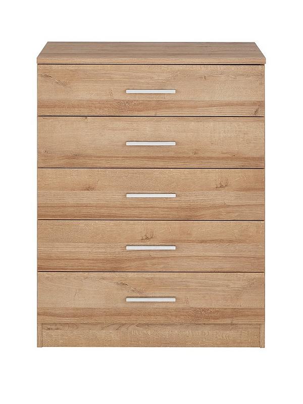 Oak Haven 5 Drawer Chest – Solid Oak Finish