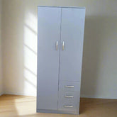 Urban Gray 2 Door Wardrobe with 3 Drawer Accent