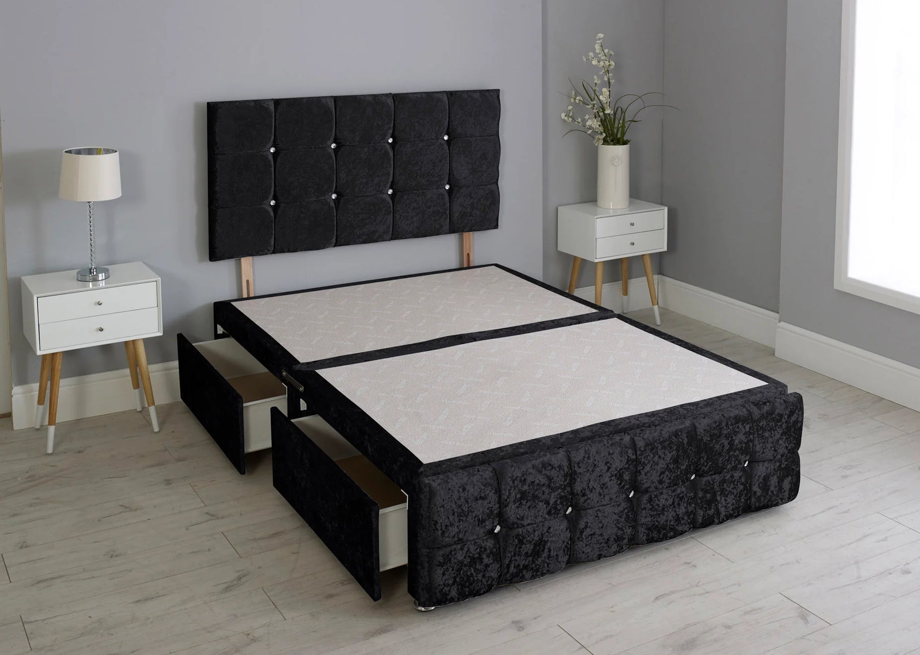 Cuboid Cube Divan Bed with Matching Headboard & Footboard