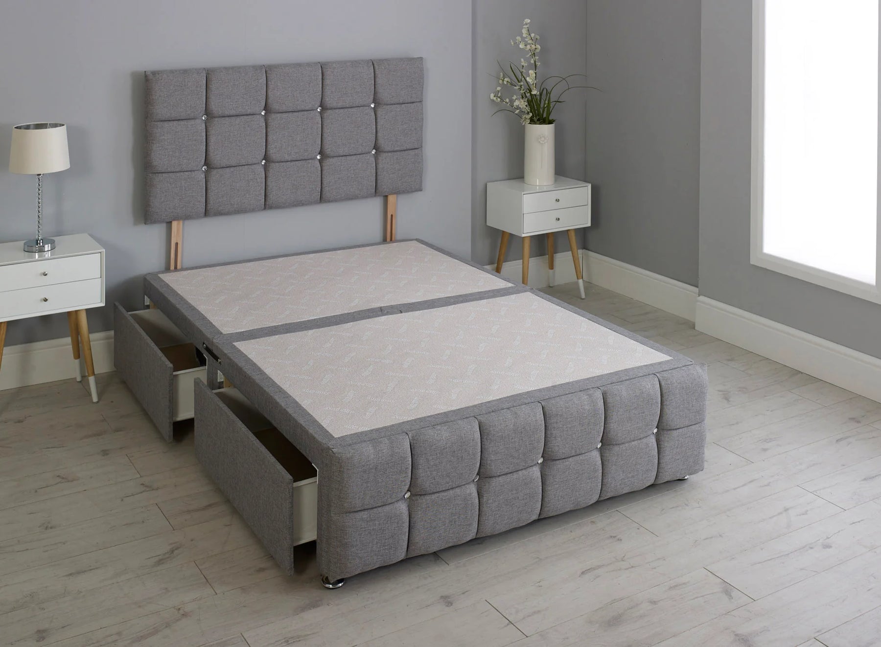 Cuboid Cube Divan Bed with Matching Headboard & Footboard