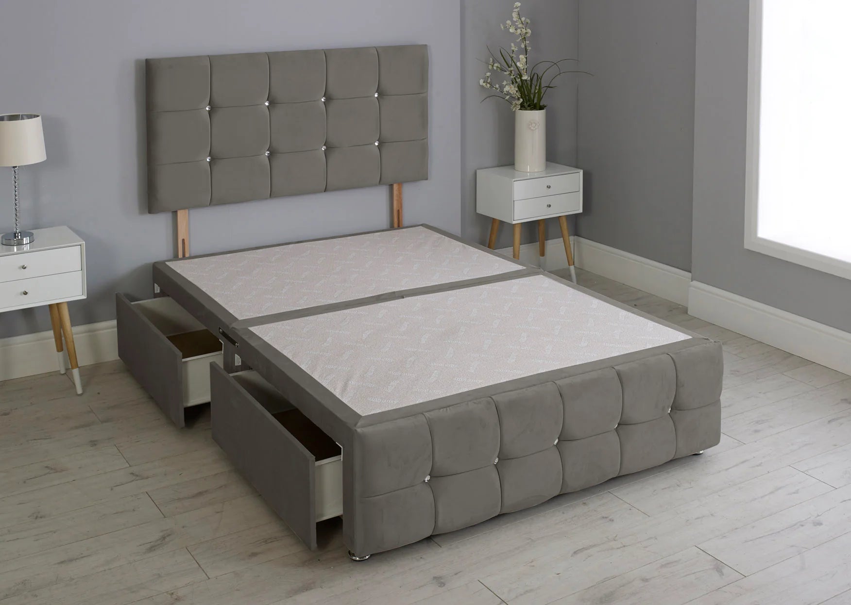 Cuboid Cube Divan Bed with Matching Headboard & Footboard