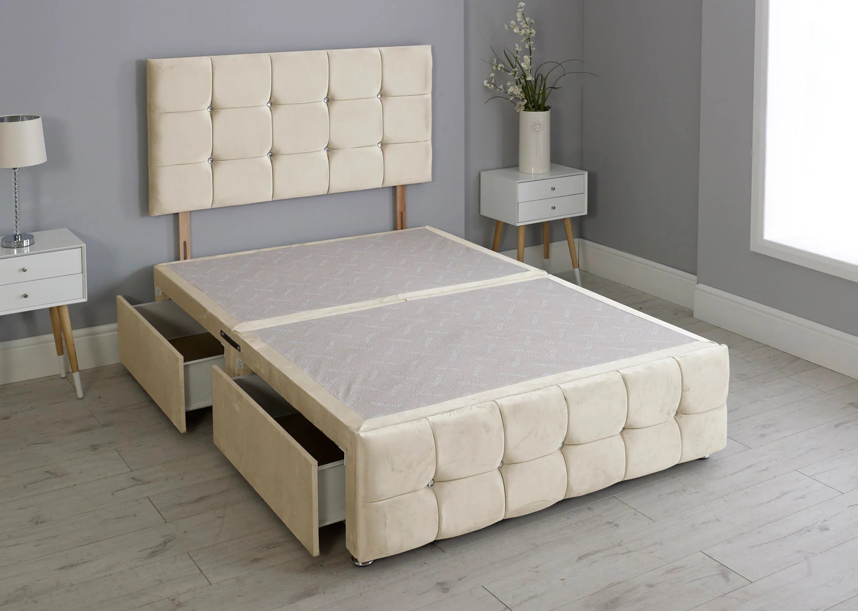 Cuboid Cube Divan Bed with Matching Headboard & Footboard