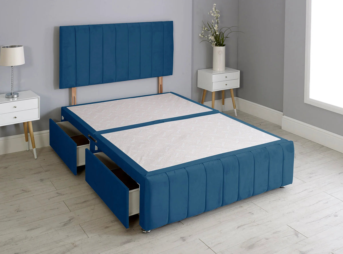 Linear Divan Bed Base With Headboard And Footboard with 2 Drawers