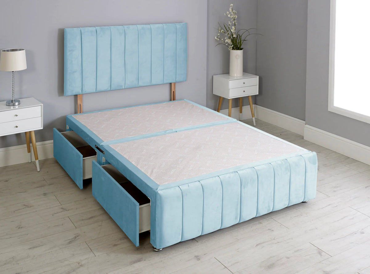 Linear Divan Bed Base With Headboard And Footboard with 2 Drawers