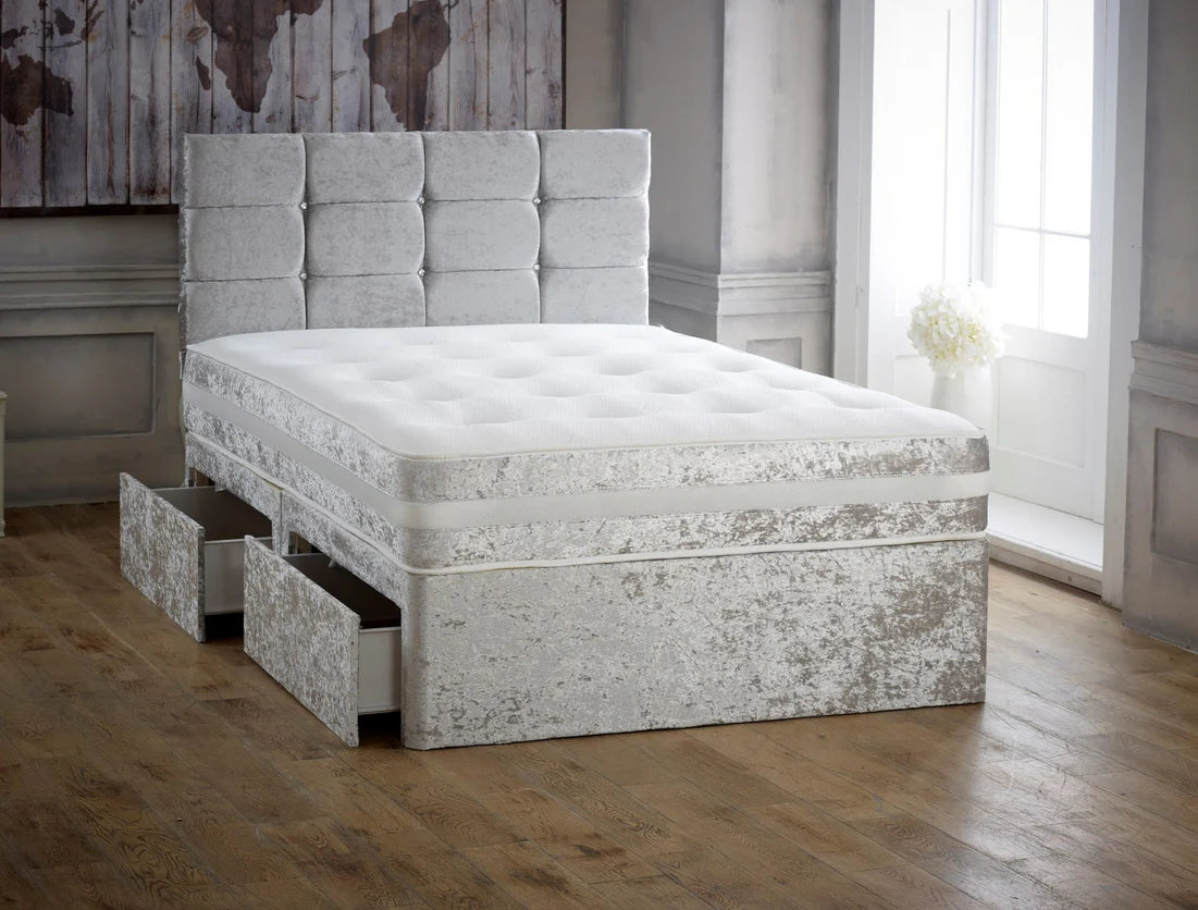 Cube Cassie Deluxe Divan Double Bed Set with Memory Foam Mattress & Headboard