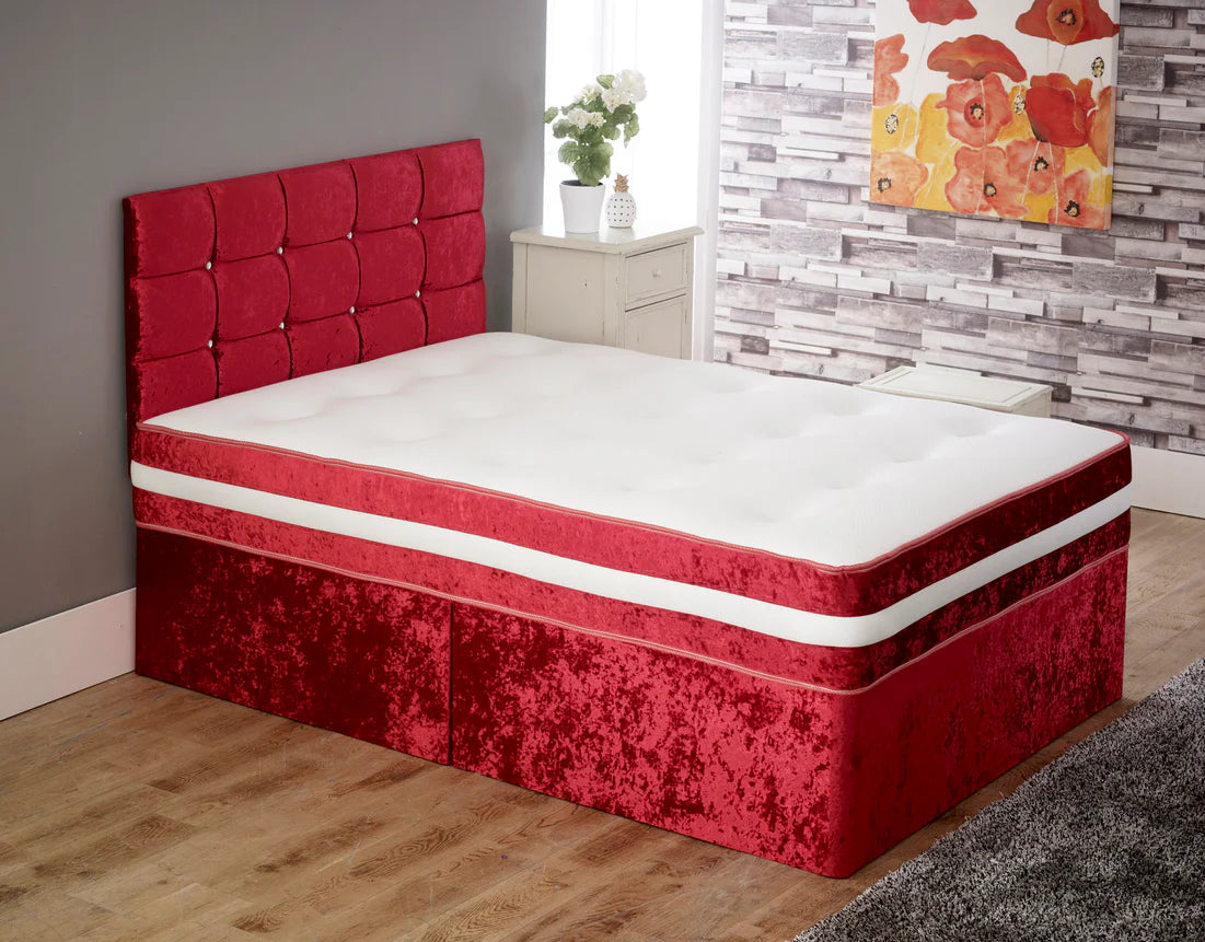 Cube Cassie Deluxe Divan Double Bed Set with Memory Foam Mattress & Headboard