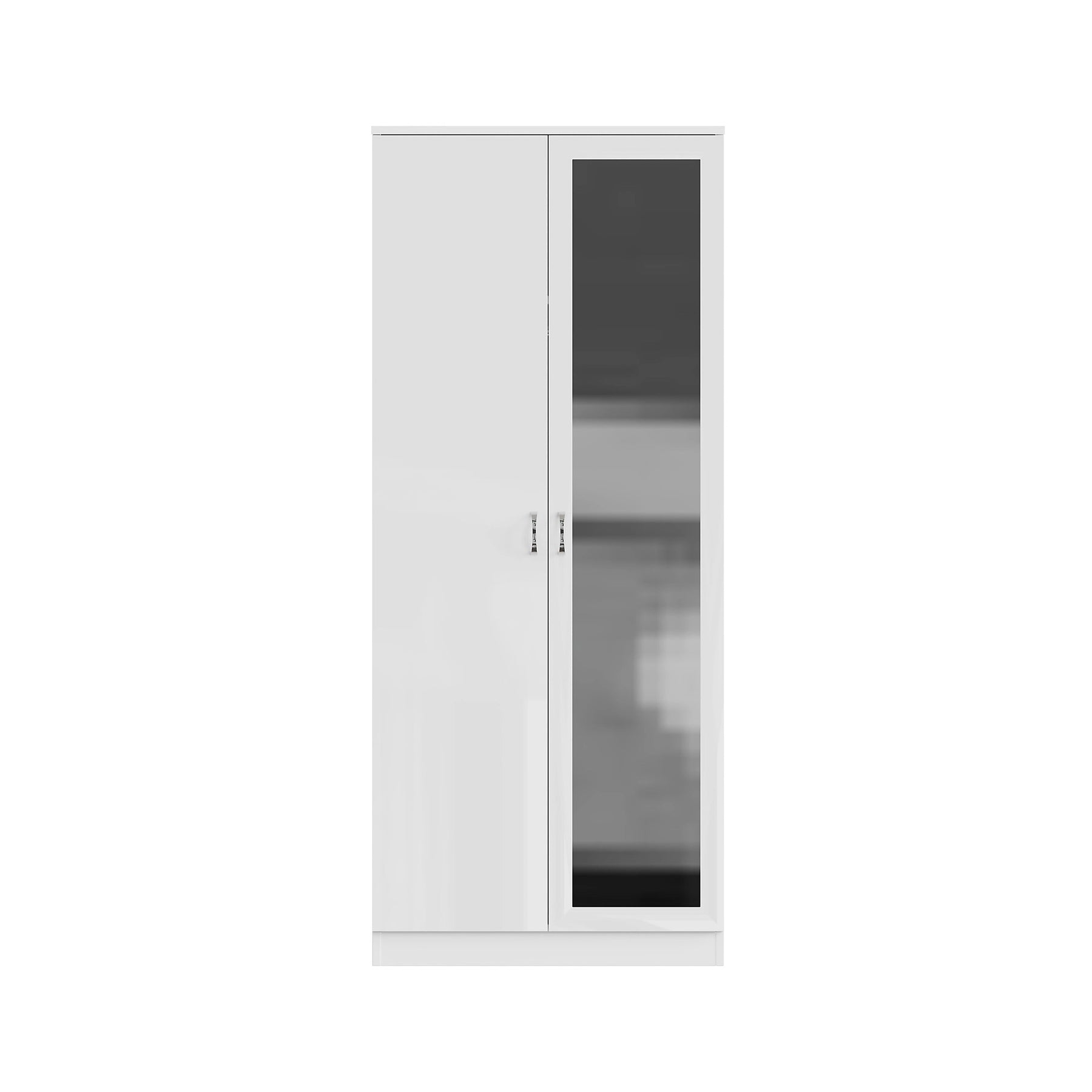 Crystal White 2 Door Wardrobe with Mirror Panel