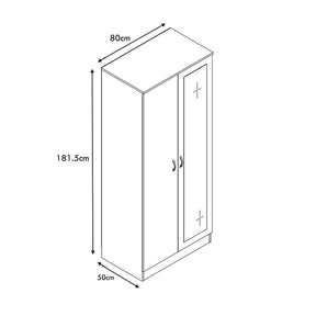 Crystal White 2 Door Wardrobe with Mirror Panel