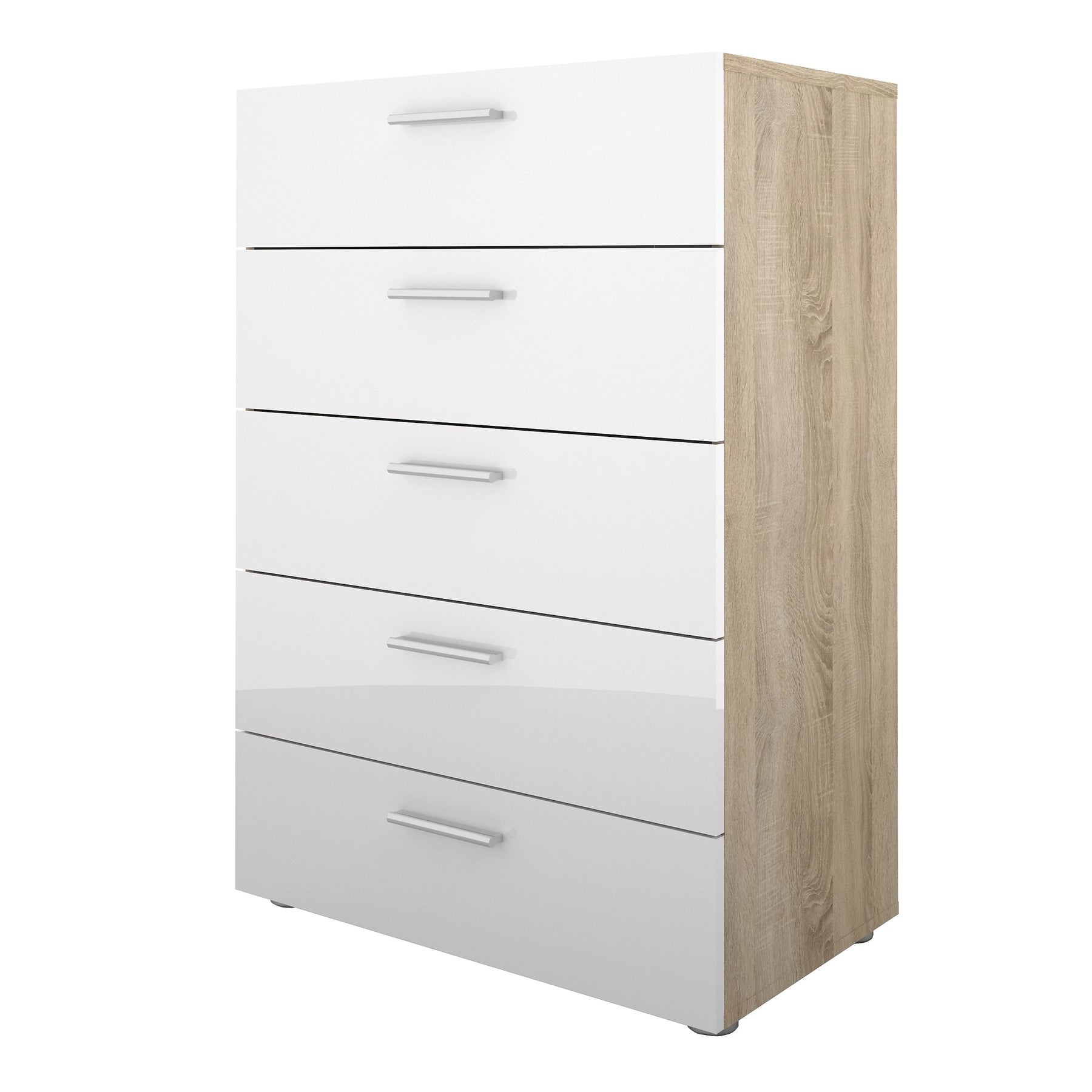 Oak & White Harmony 5 Drawer Chest – Two-Tone Elegance