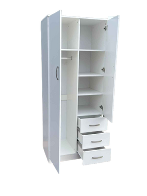 White Haven 2 Door Wardrobe with 3 Drawer Storage