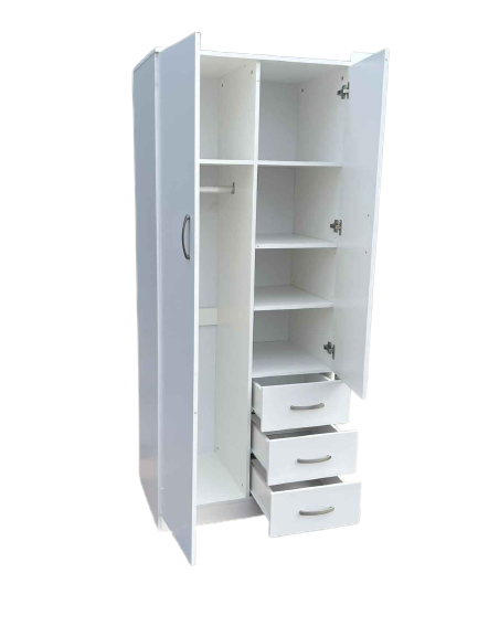 White Haven 2 Door Wardrobe with 3 Drawer Storage